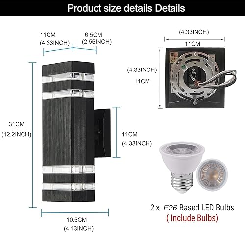 Miniatura 5 de Paquete de 4 luces LED cuadradas de 14 W y 12 pulgadas, 4000 K, luz de pared blanca para exteriores, cuerpo de aluminio, impermeable, IP65, luz LED
