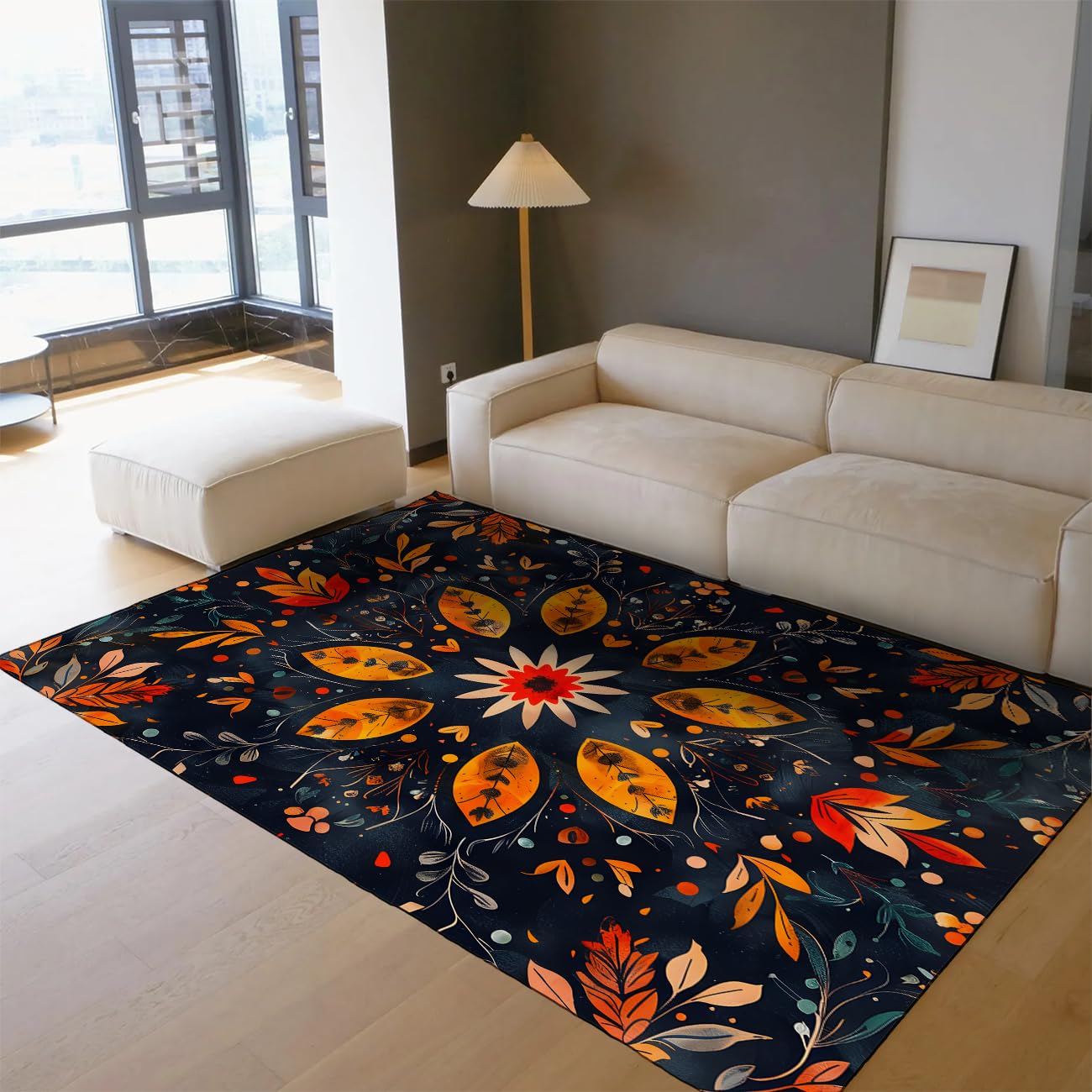 Tapis bohème fleur 120x180cm pour une descente de lit douillette