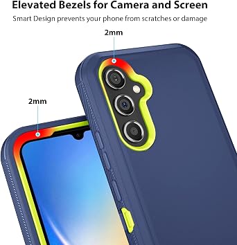 Jiunai for Samsung Galaxy A34 Case Heavy Duty Rugged Shockproof Dual Layer Port Protection Hybrid Tough Phone Cover for Samsung Galaxy A34 5G 2023 Men Women Teen Blue