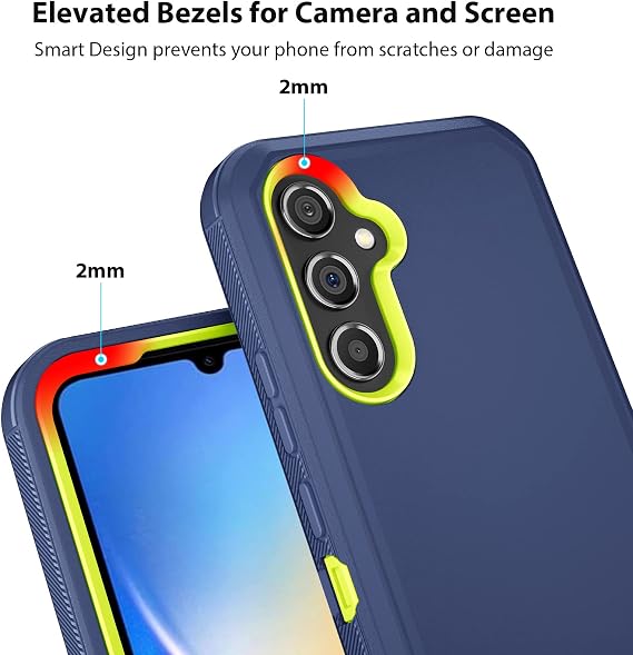 Jiunai for Samsung Galaxy A34 Case Heavy Duty Rugged Shockproof Dual Layer Port Protection Hybrid Tough Phone Cover for Samsung Galaxy A34 5G 2023 Men Women Teen Blue