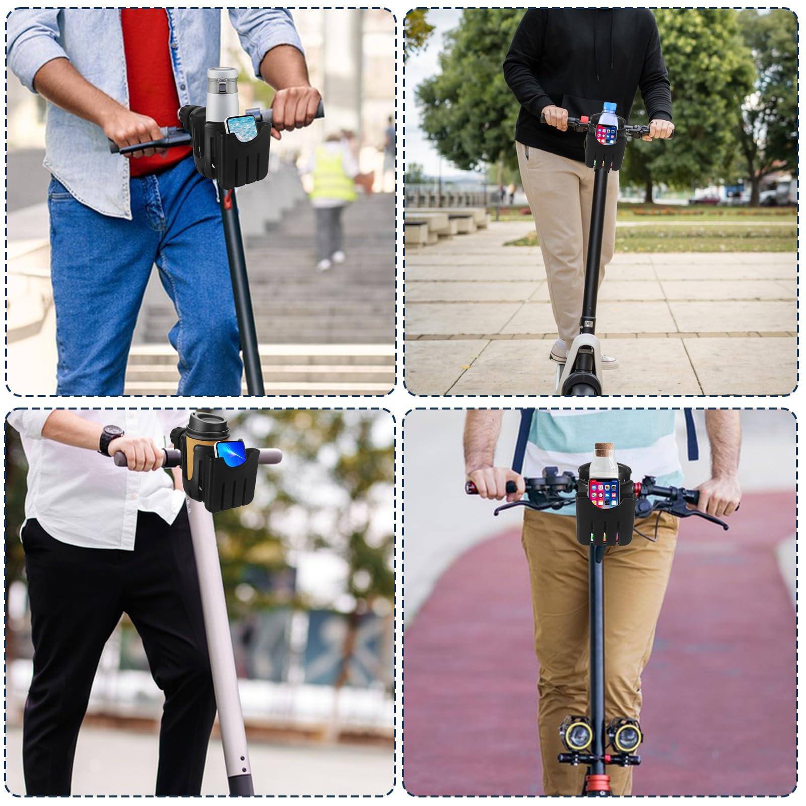 Scooter Cup Holder With Phone Holder - 360° Rotation, Universal Fit For Mobility & Electric Scooters