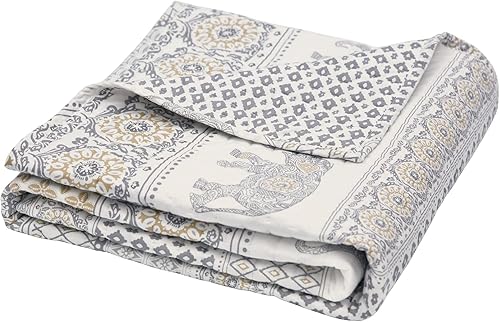 Miniatura 9 de Levtex Home - Juego de edredón Nacala - Edredón matrimonialqueen + dos fundas de almohada estándar - Paseo de elefantes en gris topo blanco - Tamaño