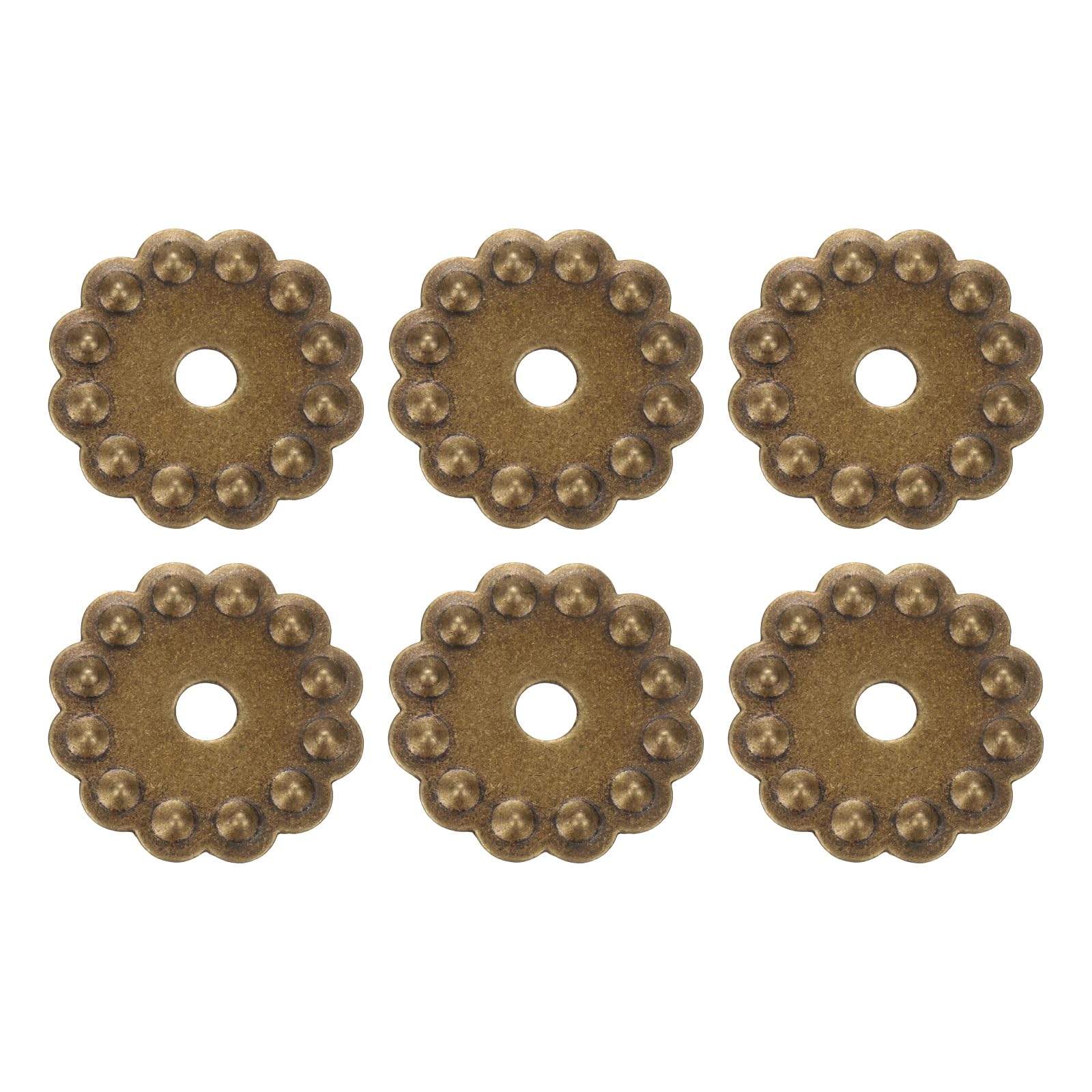 sourcing map 6Pcs Cabinet Knob Backplate, 32mm x 32mm Classical Furniture Decorative Brass Backplate Washers, Vintage Flower Shape Gasket Hardware for Doors, Drawers, Closets, Bronze