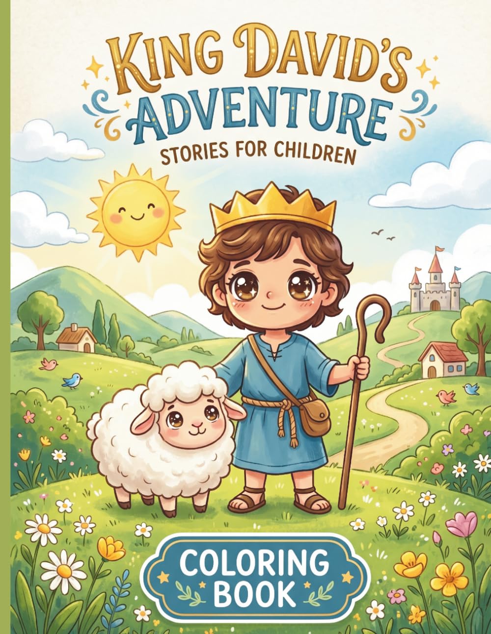 King David: A Brave Heart Adventure - Kawaii Bible Story Coloring Book: 25 Cute and Kozy Illustrations for Kids Ages 6-8. Follow the Journey of the Shepherd Boy who became King.