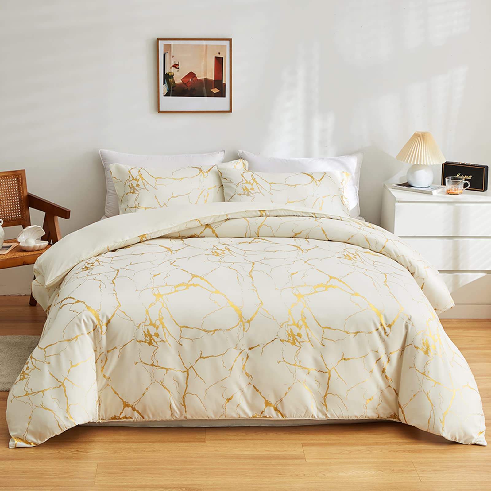 Queen Marble Duvet Cover 