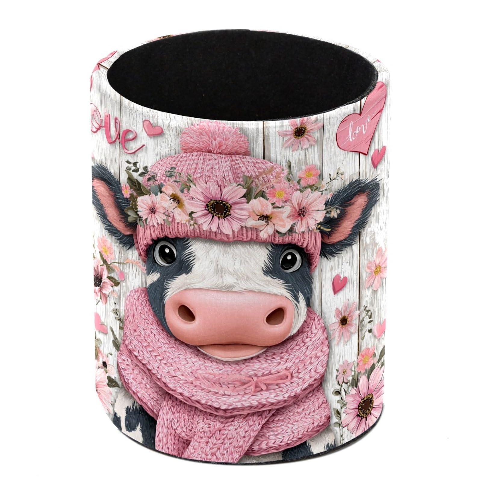 FWJZDSP Cow Pencil Cup Pen Organizer Makeup Brush Holder for Office Home Countertop Desk Accessory Storage