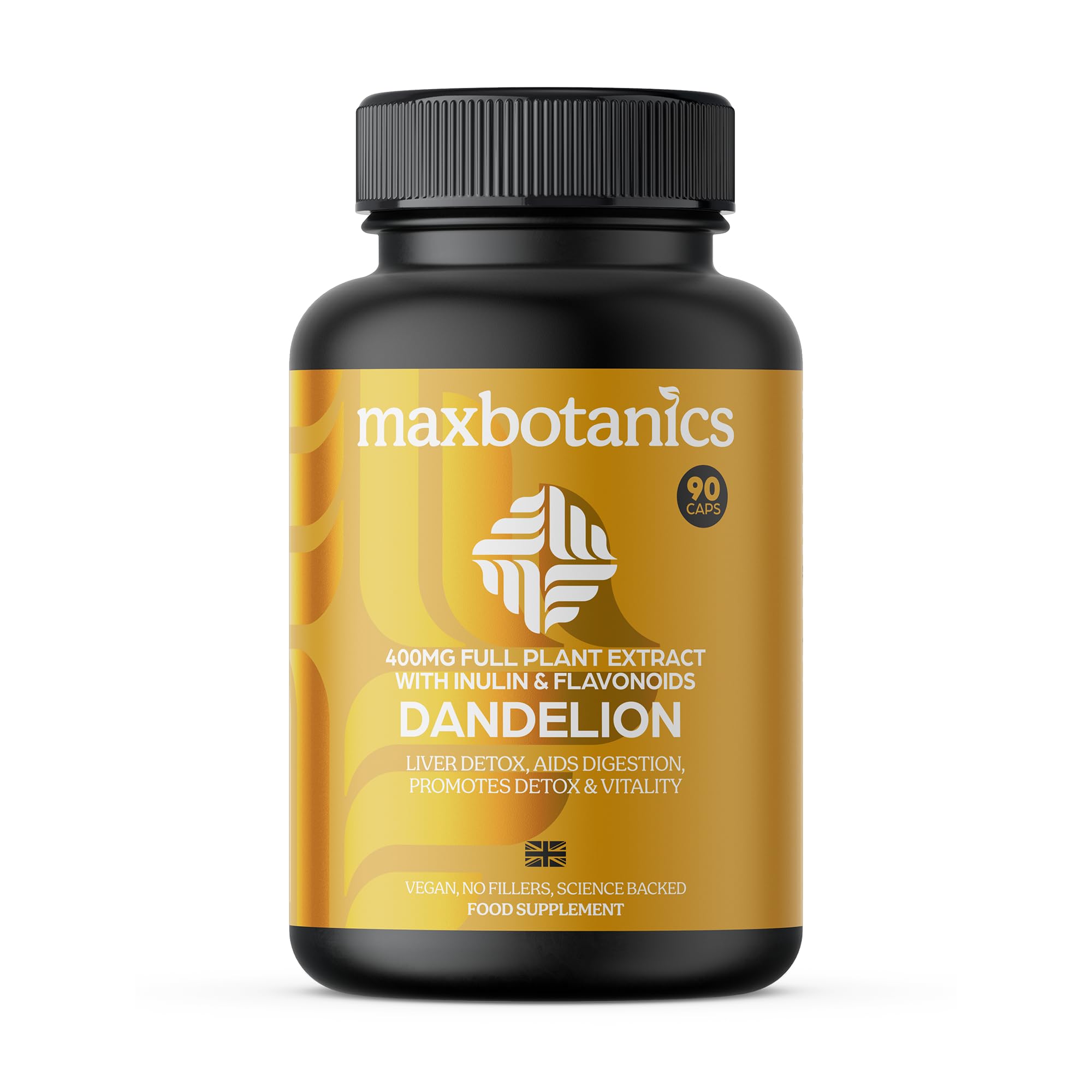 Max Botanics Dandelion Extract Leaf and Root Full Plant Profile with Inulin and Flavonoids Vegan Capsules No Fillers or Binders UK Made 90 Capsules