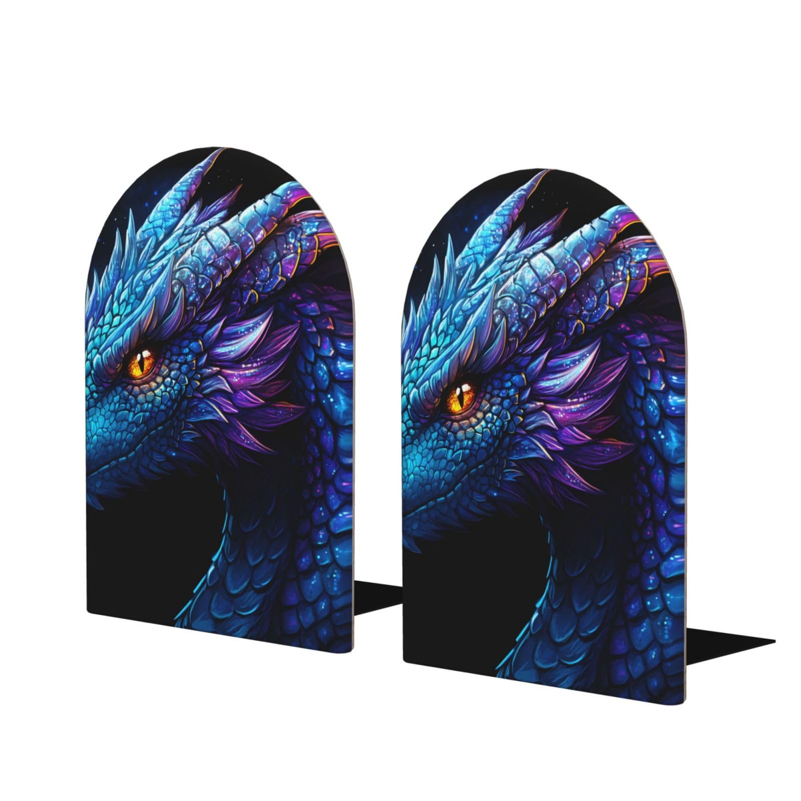 Serre-livres dragon violet avec base métal antidérapante haute stabilité