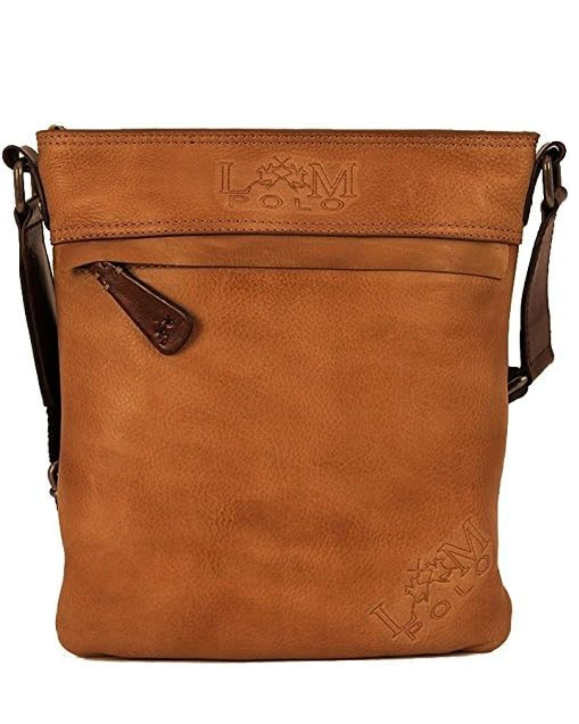 La Martina Borsello tracolla Roble Hombre Cognac borsa Uomo con rinforzi in pelle 24X28 Cm 212.007