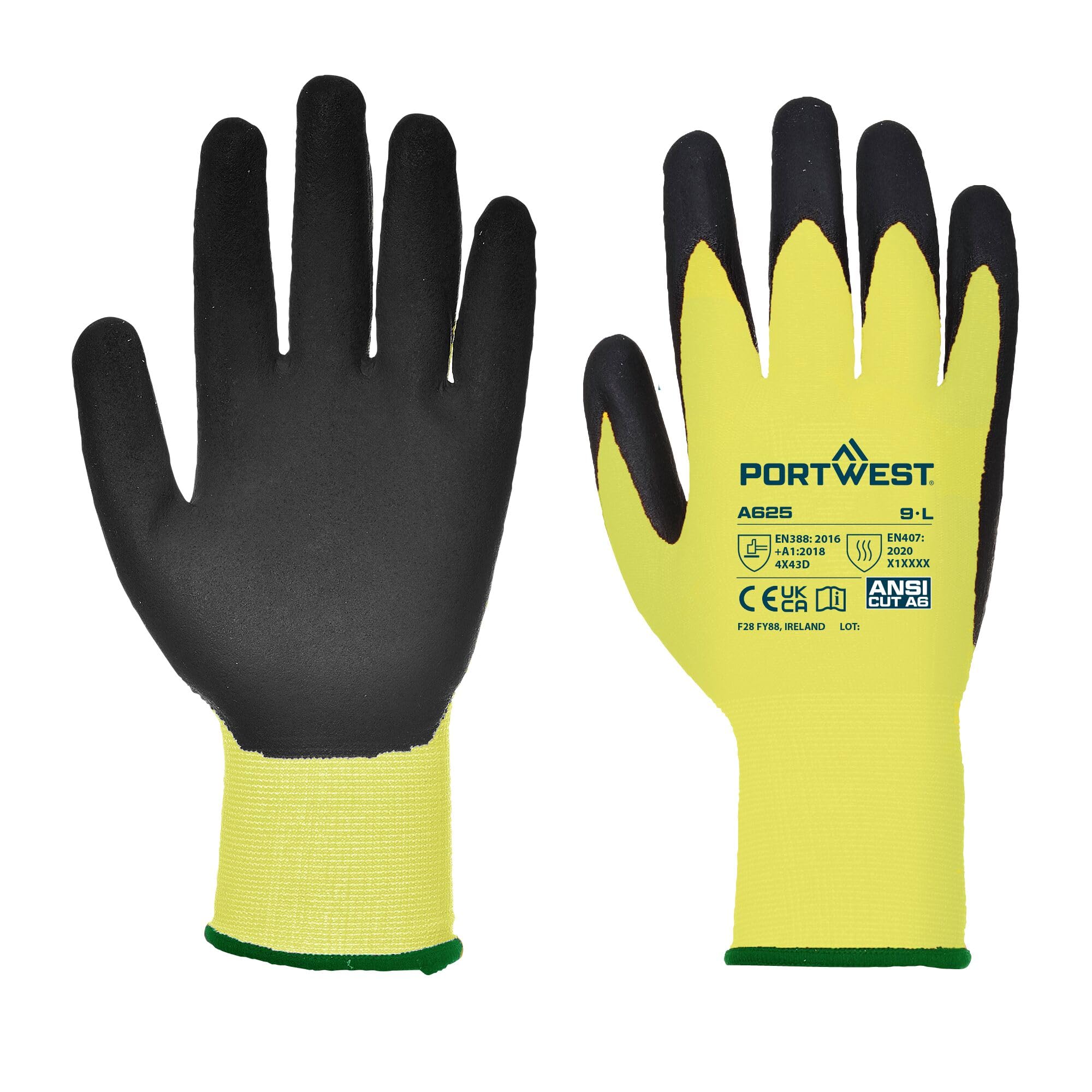 Portwest A625 Cut D13 PU Viz-Tex Glove 13 Gauge Breathable Seamless Liner — image 1
