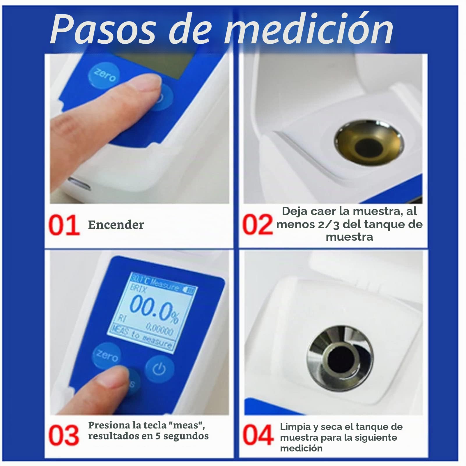 Refractómetro Brix refractómetro grados brix 0 55% Medidor Brix Pantalla Retroiluminada HD de Alta Precisión Prisma Refractivo de Alta Transmitancia para Medir Refraktometry