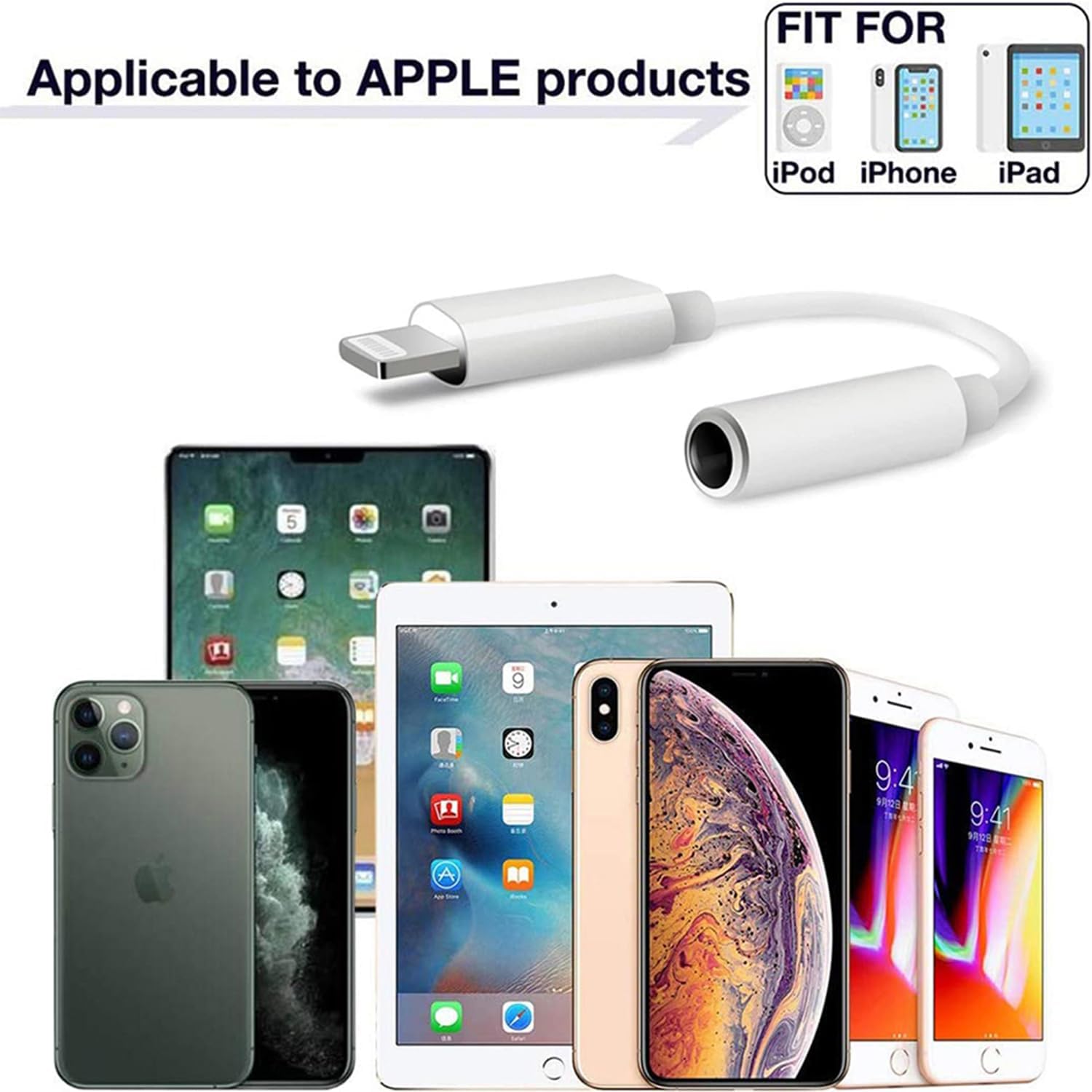 Lightning to 3.5 mm Headphone Jack Adapter, 3 Pack [Apple MFi Certified] iPhone 3.5mm Headphones/Earphones Aux Audio Adapter Dongle for iPhone 14 13 12 11 XS XR X 8 7 iPad, Support All iOS System