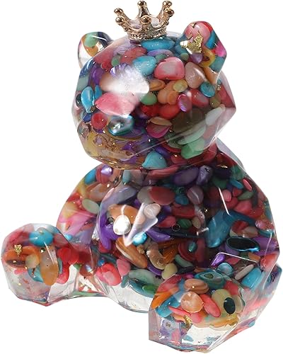 IMIKEYA Adorno de oso de cristal, adornos de cristal para manualidades, escultura, estatuilla de resina, decoración de animales, decoración de