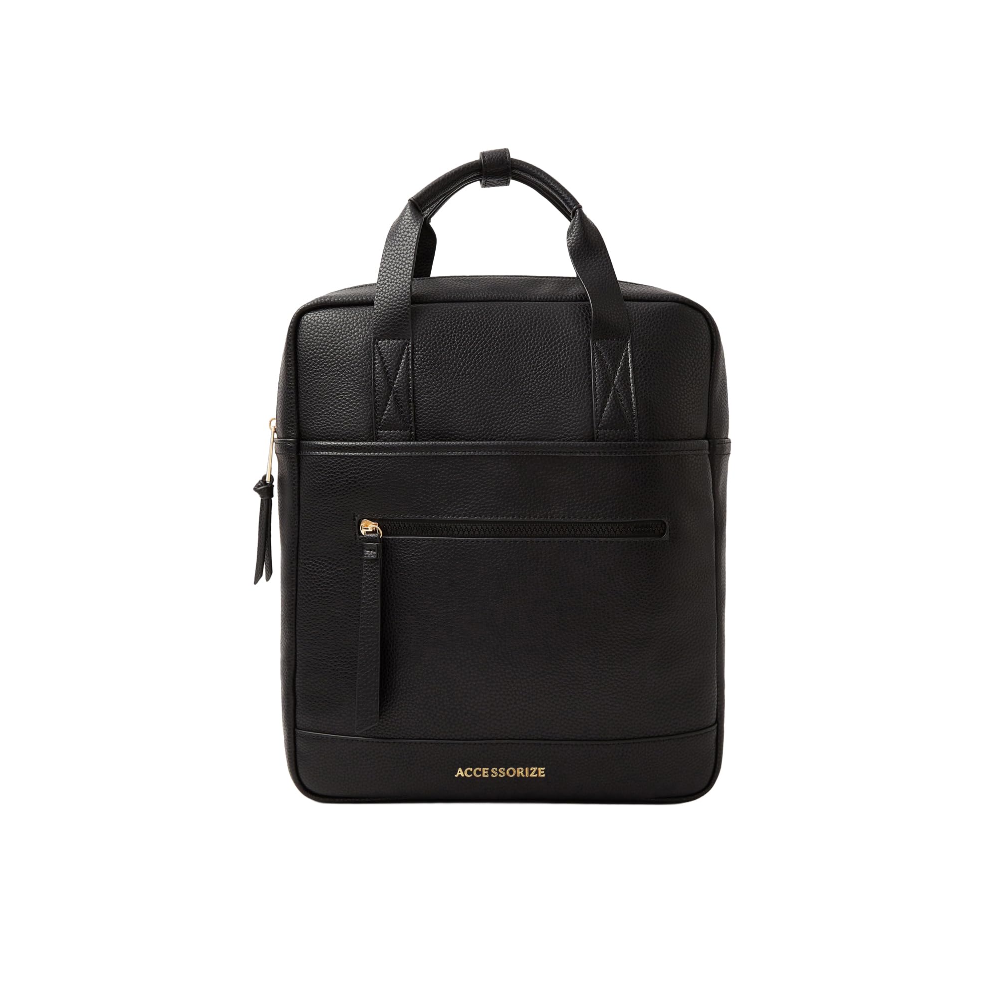 London Women's Black Faux Leather Backpack | Stylish Ladies Rucksack | Casual Daypack for Travel & Work| Zipper Travel Bag for Women | Leather Backpack-image-5