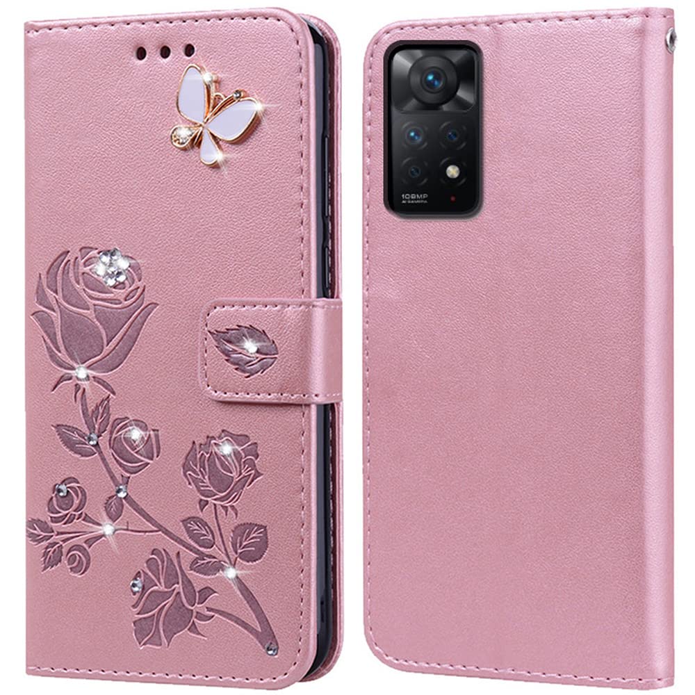 PKQTOP Cover per Xiaomi Redmi Note 11 Pro 4G/Redmi Note 11 Pro Plus 5G Custodia,Carta Fessura,Supporto Stand,Silicone TPU,Flip Protettiva Case per Redmi Note 11 Pro 5G