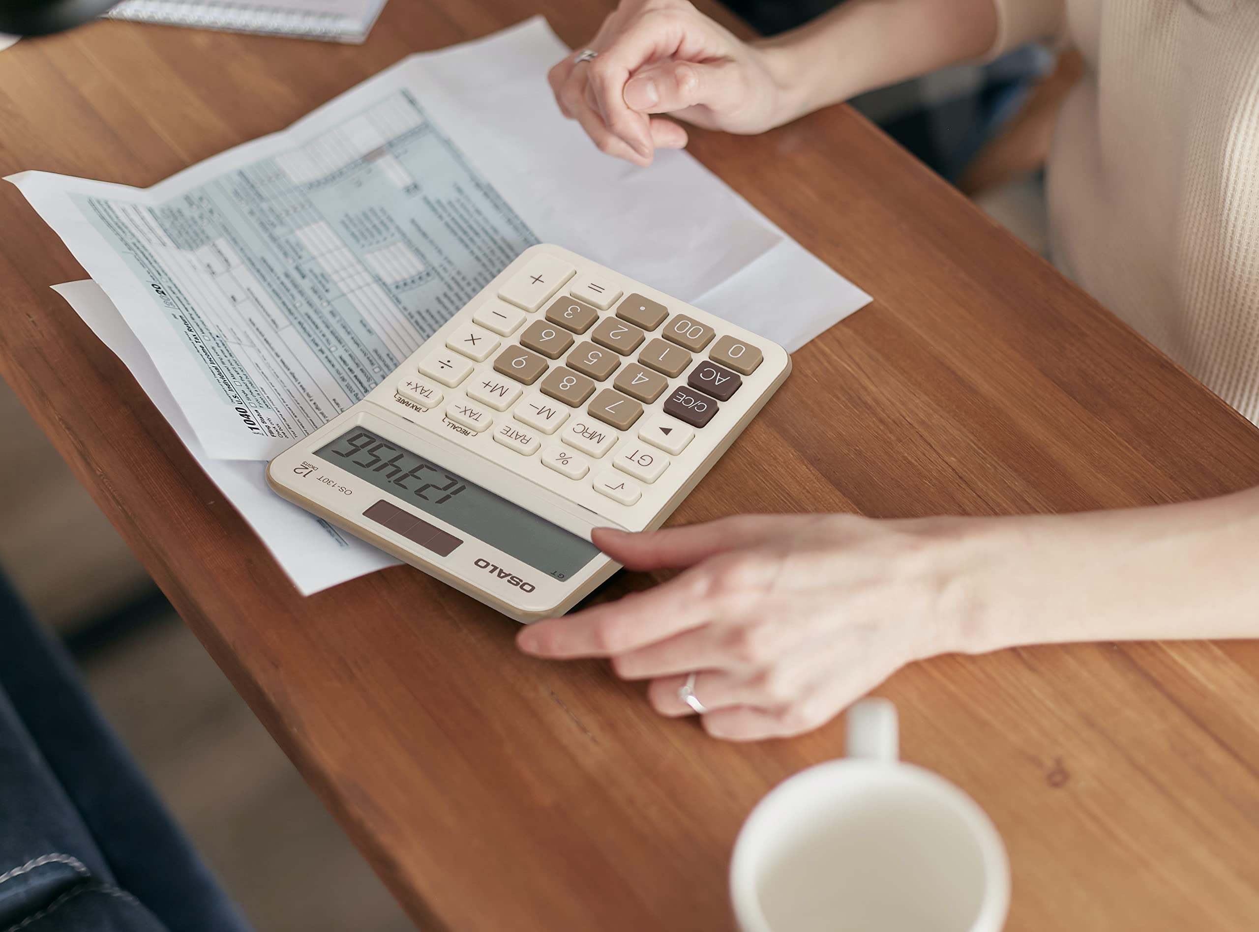 Calculadora de Bolsillo OSALO Teclas Grandes Pantalla LCD Grande Computadora de Oficina de 12 Dígitos con Función de Control (OS-130T)
