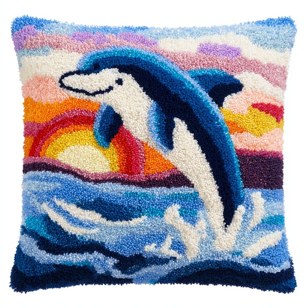 WallustrioaW DIY Latch Hook Kits for Adults,Animal Dolphin