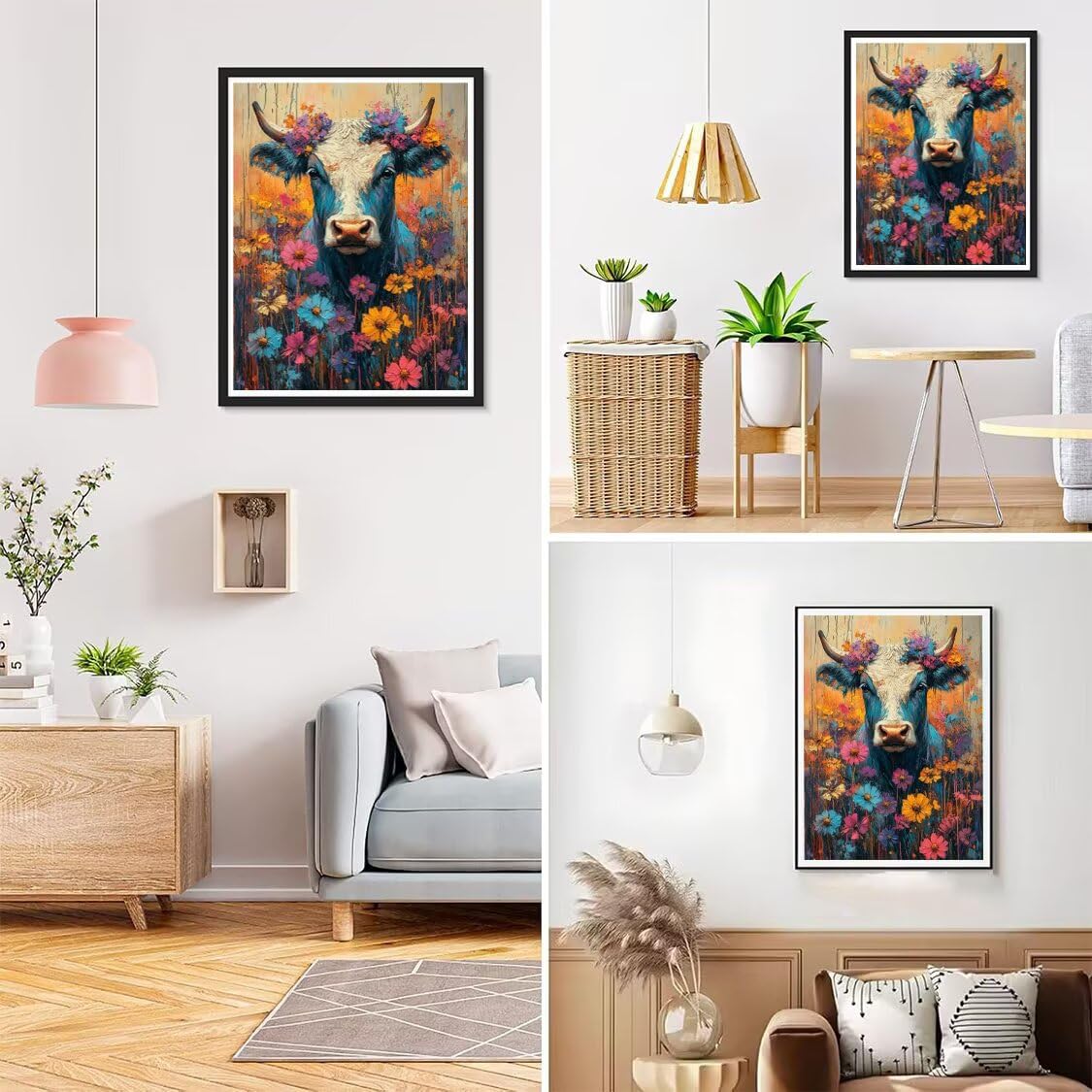 Diamentowe malowanie dla dorosłych duży rozmiar XXL 70 x 90 cm, diamentowe malowanie dziecko krowa, diamentowe malowanie dziecko kwiaty ręczna aktywność dla dorosłych, 5D DIY kreatywne prezenty dla
