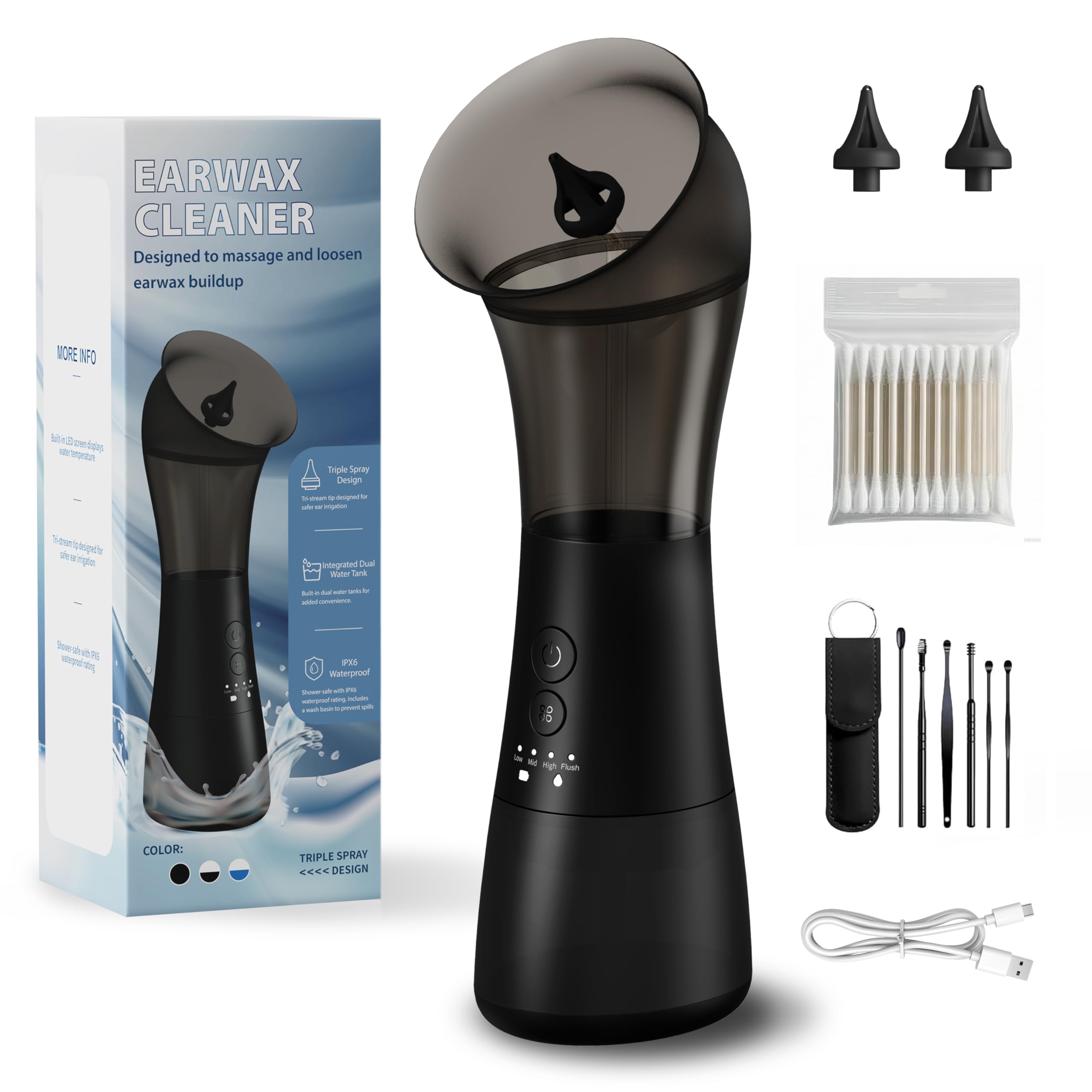 Strumenti di rimozione della cera dell'orecchio 3 pezzi con LED Light Ear Spoon Digger e pinzette per l'orecchio Assistenza sanitaria e pulizia del naso Pick Nipper for Child Adult
