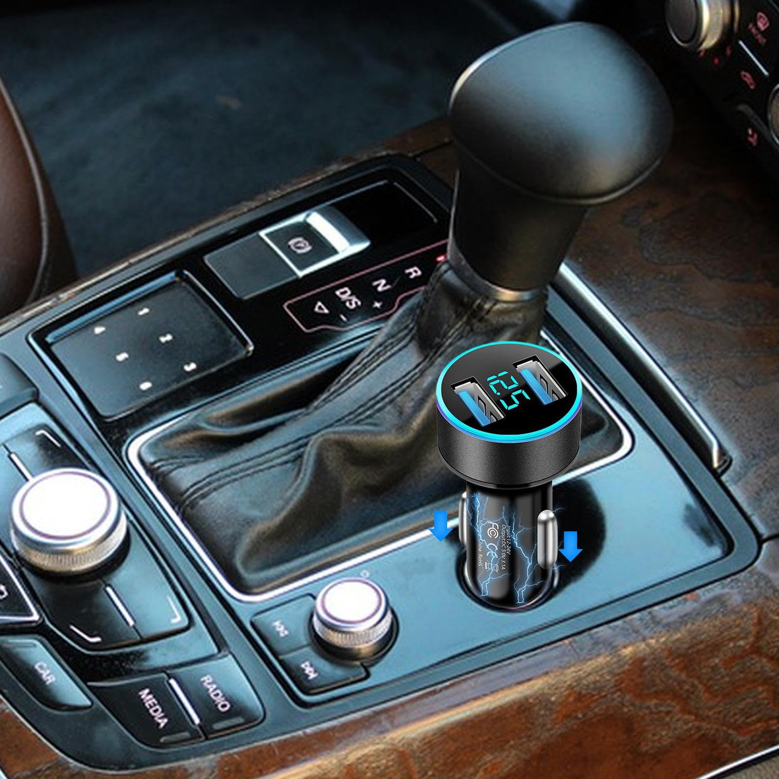 Caricabatterie Rapido Auto Dispositivo Di Ricarica Smartphone A 2 Porte