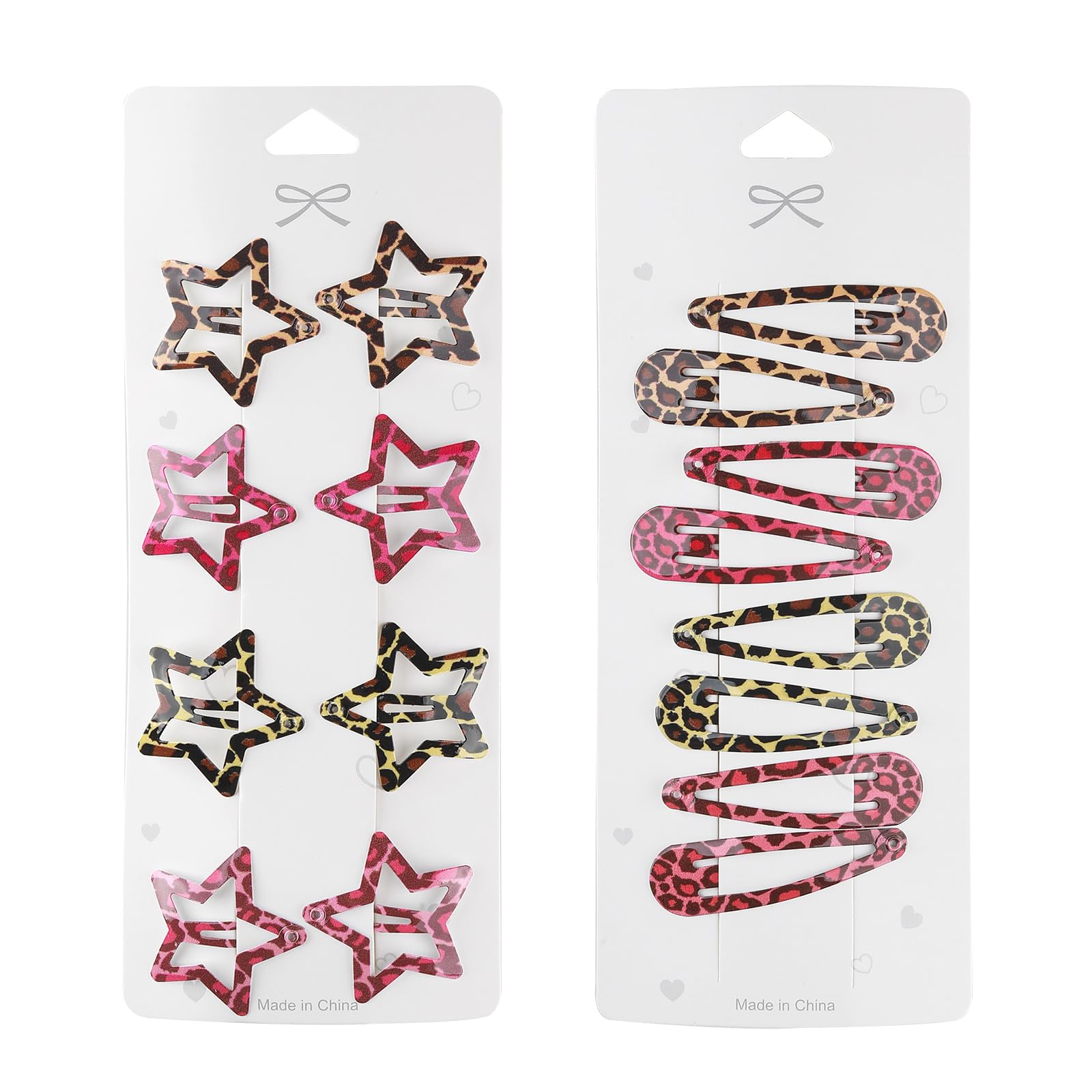8 works Metal Snap Hair Clips for Women, Star & Water Drop Barrettes