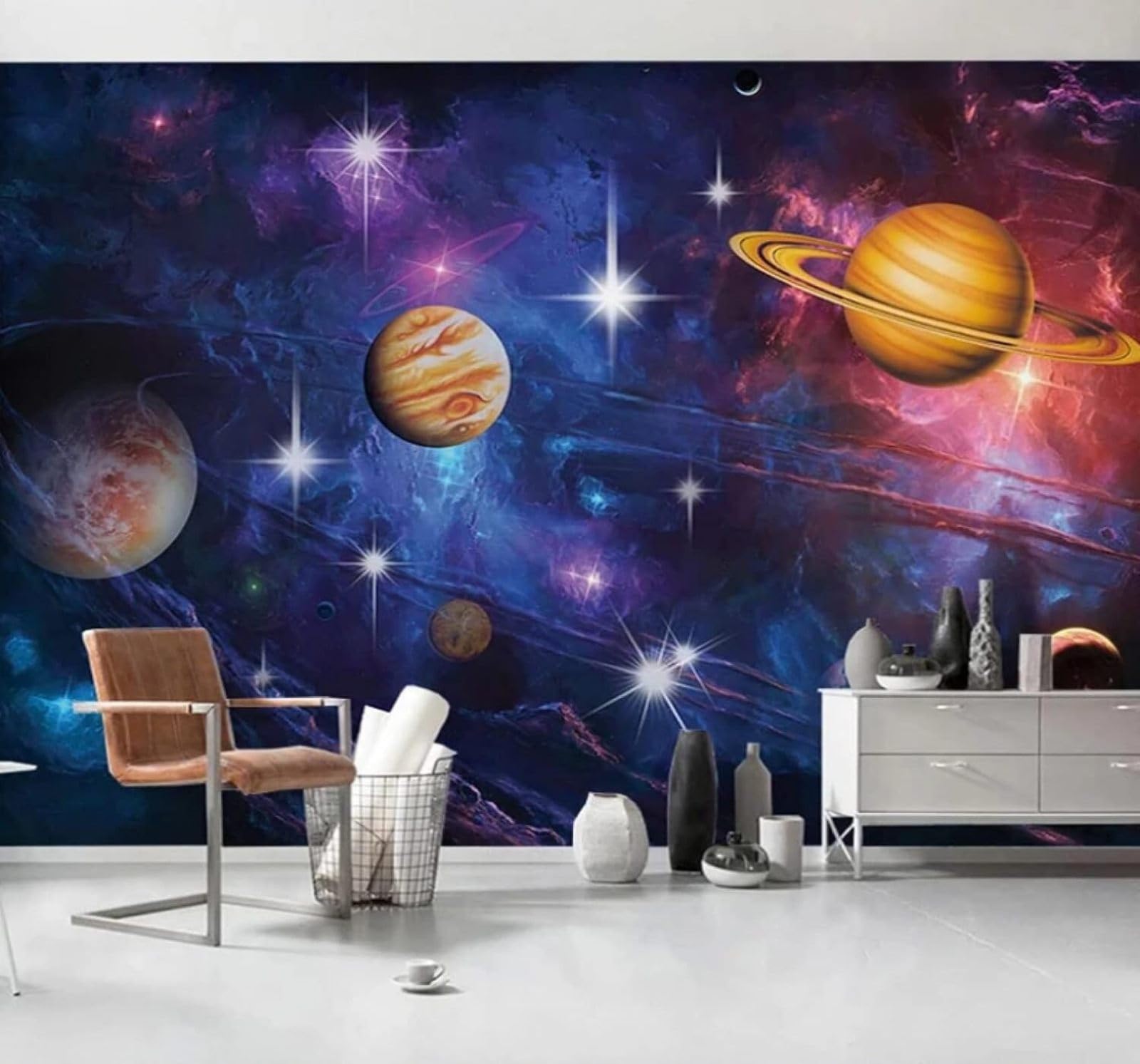 XLMING Three Dimensional Cartoon Beautiful Universe Starry Sky 3D Wallpaper Luxury Home Dining Decor Paste Sofa Living Room The Wall for Bedroom Mural-300cm×210cm