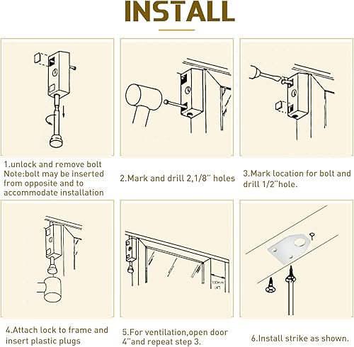 Miniatura 6 de 2 juegos de cerradura rectangular de hierro de aleación de zinc con llave para puerta corrediza de cristal barra de seguridad con llave perno de