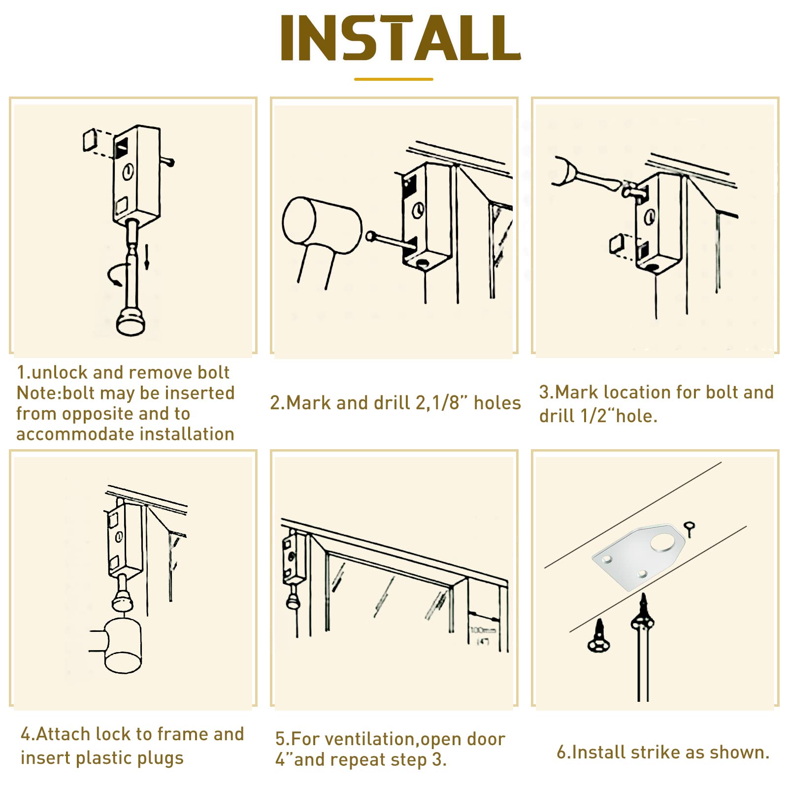 Cerradura de puerta corredera rectangular para puerta de patio con llave para puerta corrediza de vidrio, puerta con bisagras, barra de seguridad, perno de acero resistente, aleación de zinc,