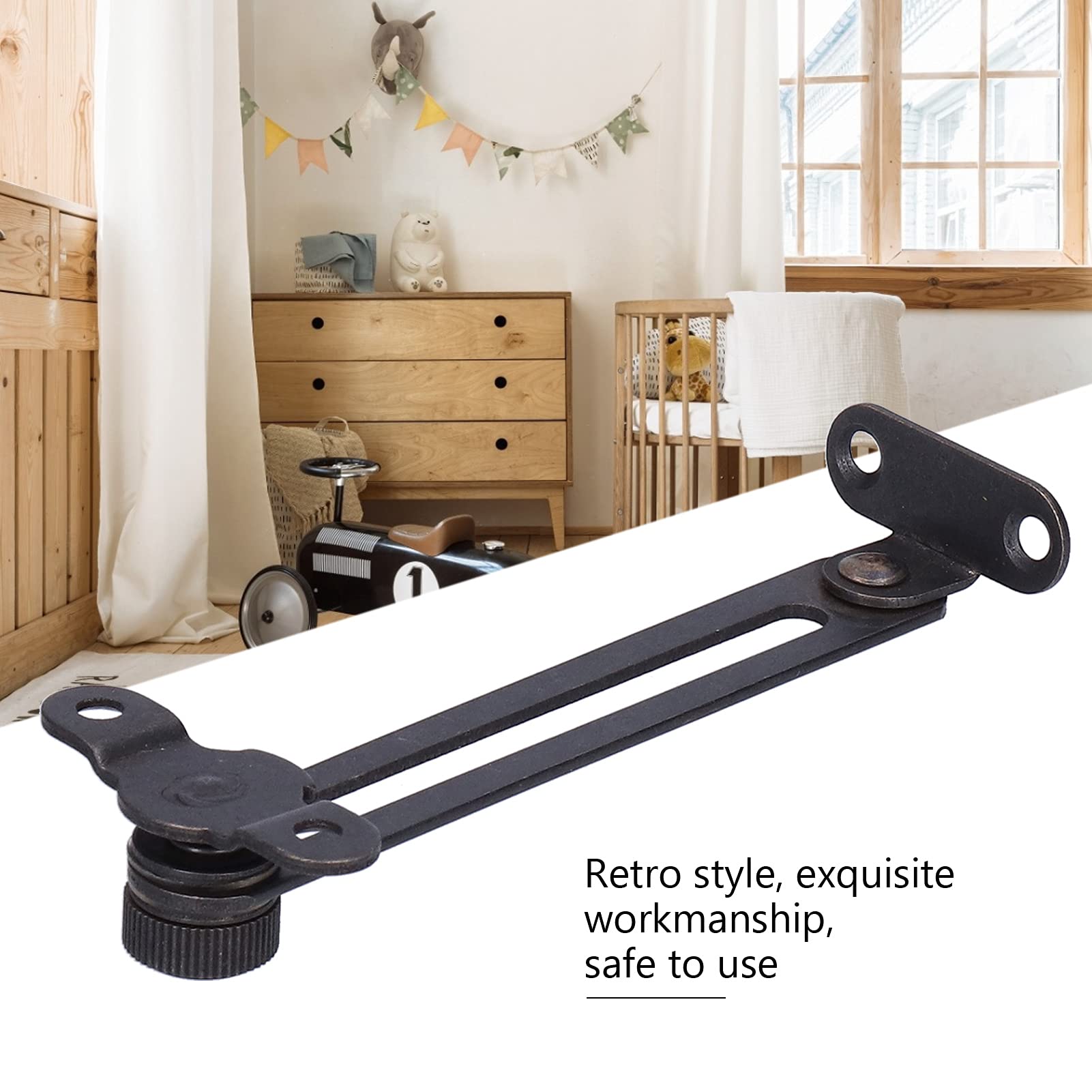 Spring Hinge, Cabinet Door Hinge Retro Iron Safety Support Spring Hinge Furniture Hardware Accessory with Screws Black,Furniture HingesHinges, Hinges