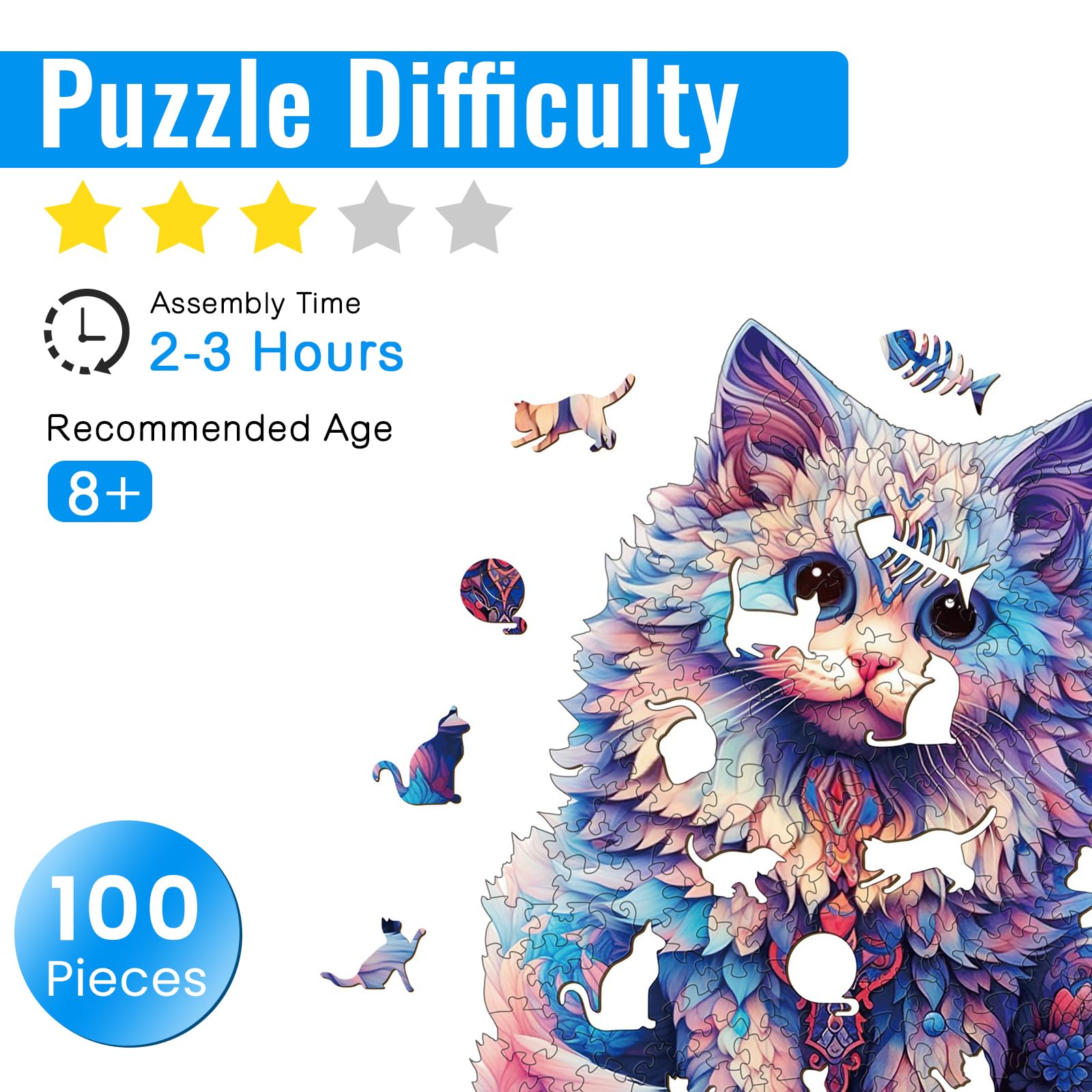 SECOGM Holzpuzzle Für Erwachsene - 100 Teile, Hund-Motiv, 21,5x21,5 Cm, In Geschenkbox