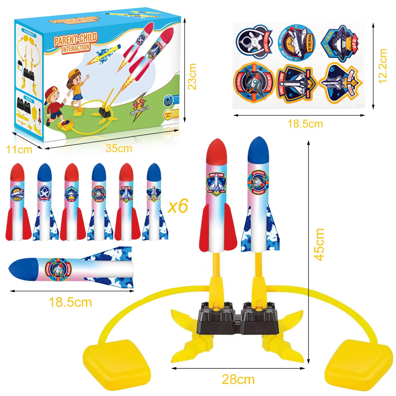 VIPNAJI Rocket Air Pressure, Compressed Air Rocket Toy with 6 LED Foam Rockets, Outdoor Toy for Children Ages 3-12, Unisex - Image 2