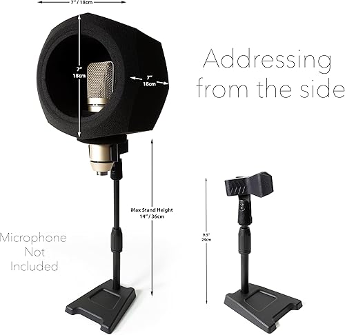 Miniatura 2 de SIMPLURFI Cabina de grabación, bola de aislamiento de micrófono, 2 en 1, escudo de audio portátil, filtro pop para estudio en casa, a prueba de