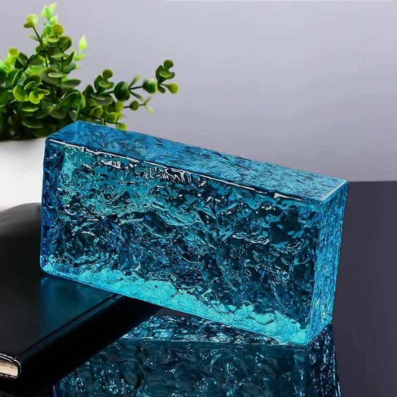 Yutianli Bloques de vidrio con dibujos de cristal de hielo transparente azul Decoración de pared Ladrillos de vidrio rectangulares sólidos utilizados como paredes divisorias Pared decorativa