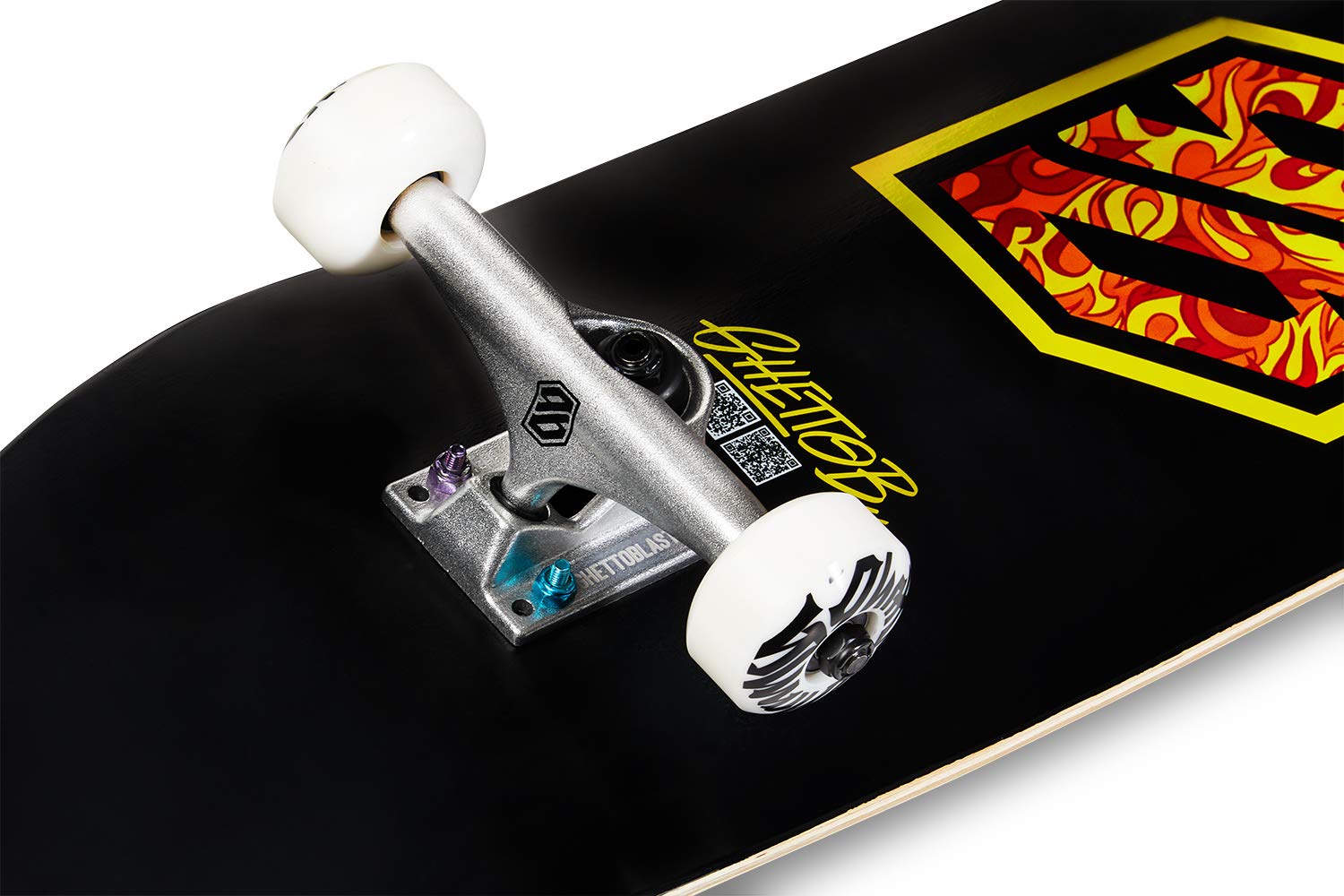 GHETTOBLASTER Skateboard 80 x 20 cm - Skateboard enfant - Skateboard adulte - Skateboard Trick déjà assemblé - Planche en érable 7 couches - Roulements Abec 9 - Roues Skateboard 53 mm