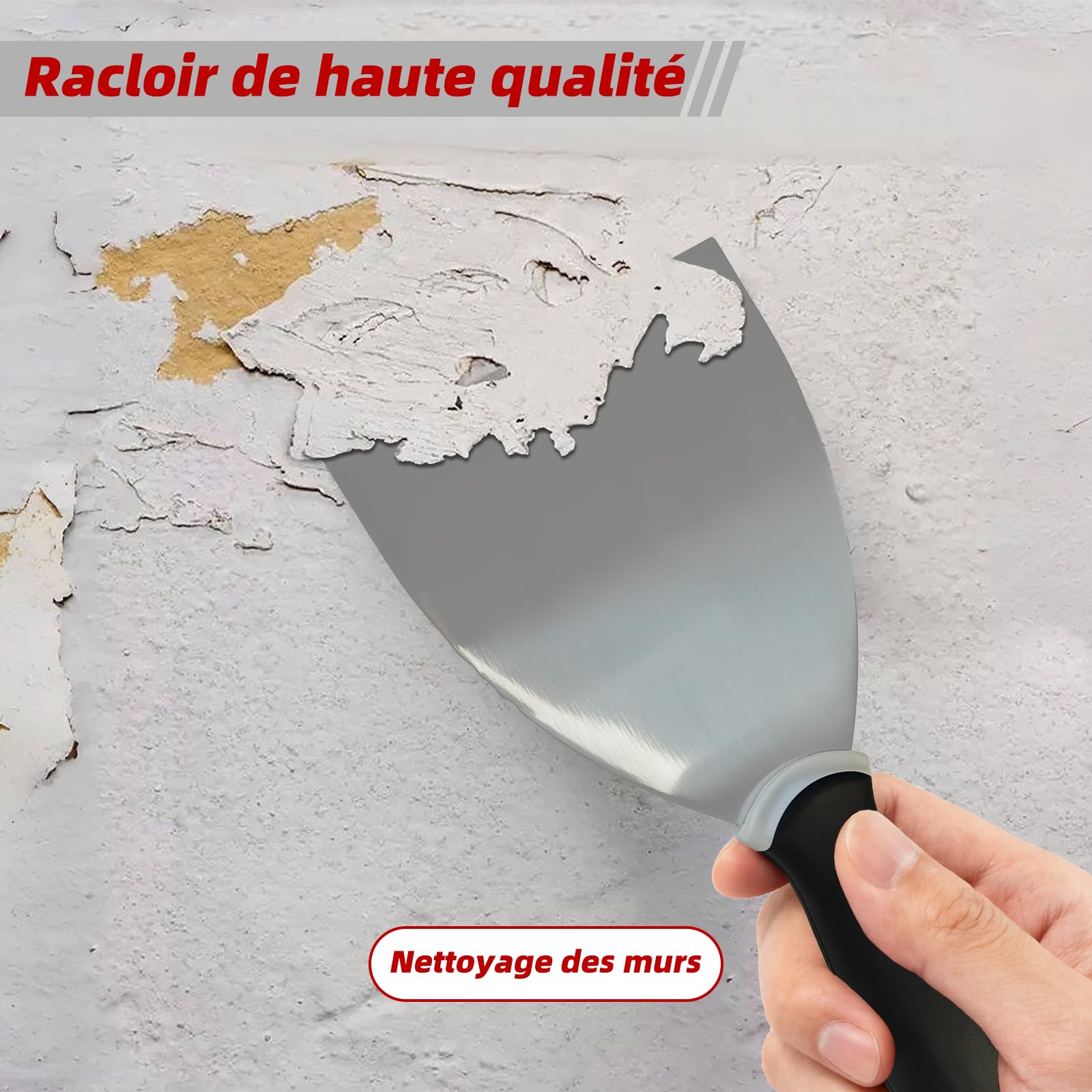 VKE Set Couteau a Enduire en Acier Inoxydable 20, 30, 35, 40 & 60 cm, Spatule Enduit Set avec Poignée d'Extension 1-2.1 m et Lame de Rechange, Couteau à Enduire Inclus, Lot de 23