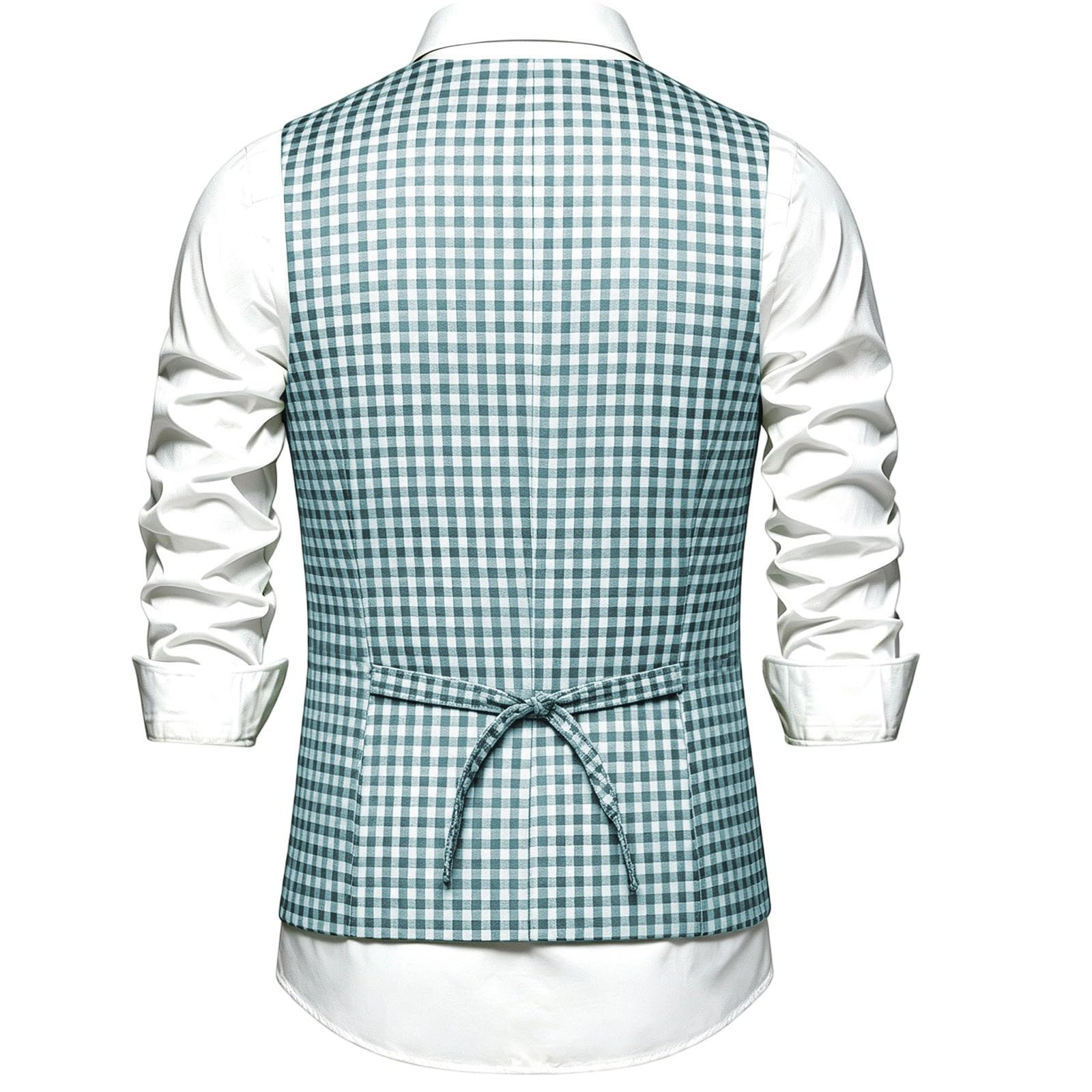 Gilet da uomo a quadretti, con scollo a V, per Oktoberfest | Tessuto twill leggero con classico motivo a quadri, versatile da abbinare con camicie, per Oktoberfest, matrimoni e feste