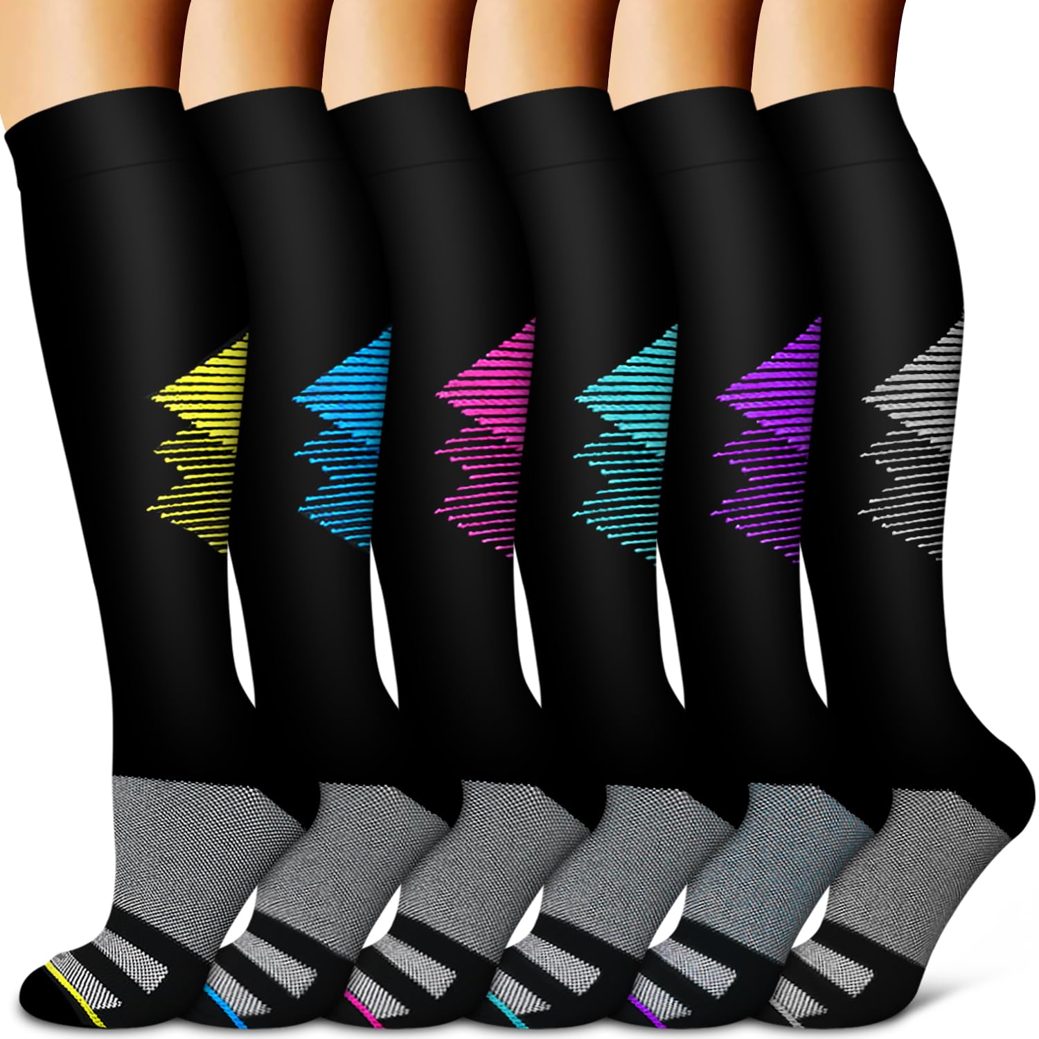 Photo 1 of Copper Compression Socks for Women & Men (6 pairs) - Best Support for Nurses, Running, Hiking, Recovery