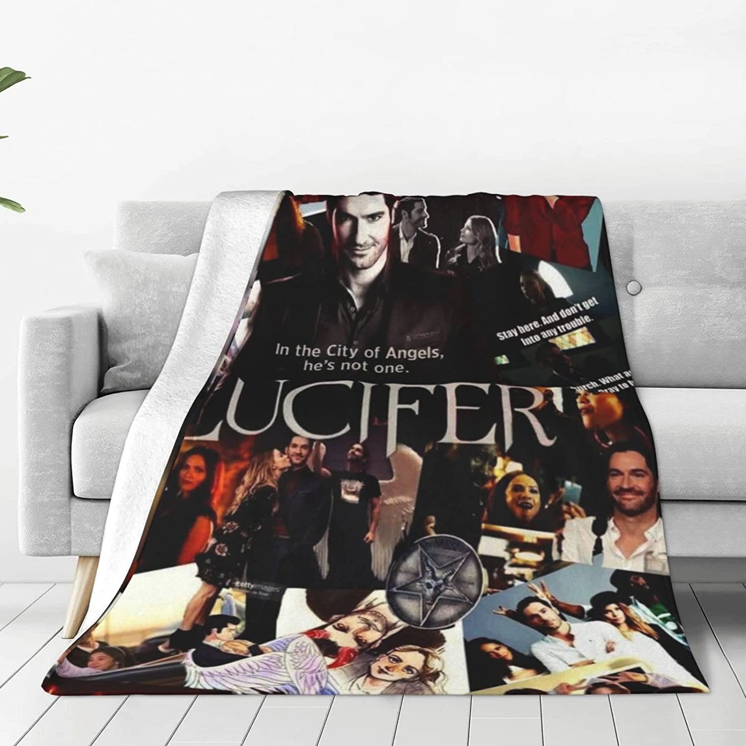 YINGD Comfortable Ultra-Soft Micro Fleece Blanket,Lucifer Fleece Blankets for Sofa Bed Travel 125CM X 100CM