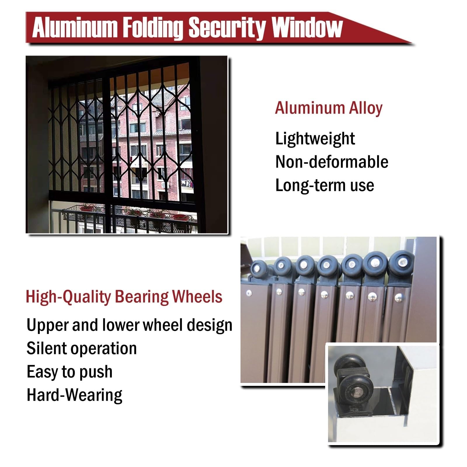 Protector telescópico de aluminio para ventana, barrera de seguridad plegable para niños, rejilla antirrobo antirrobo para ventana (120 x 150 cm), esencial para la seguridad infantil