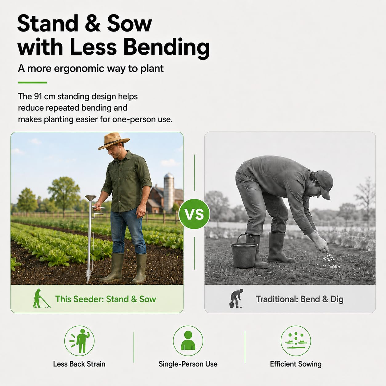 Sembradora de semillas, herramientas de jardinería, aplicador de fertilizantes, sembradora manual, sembradora y fertilización, para jardín agrícola