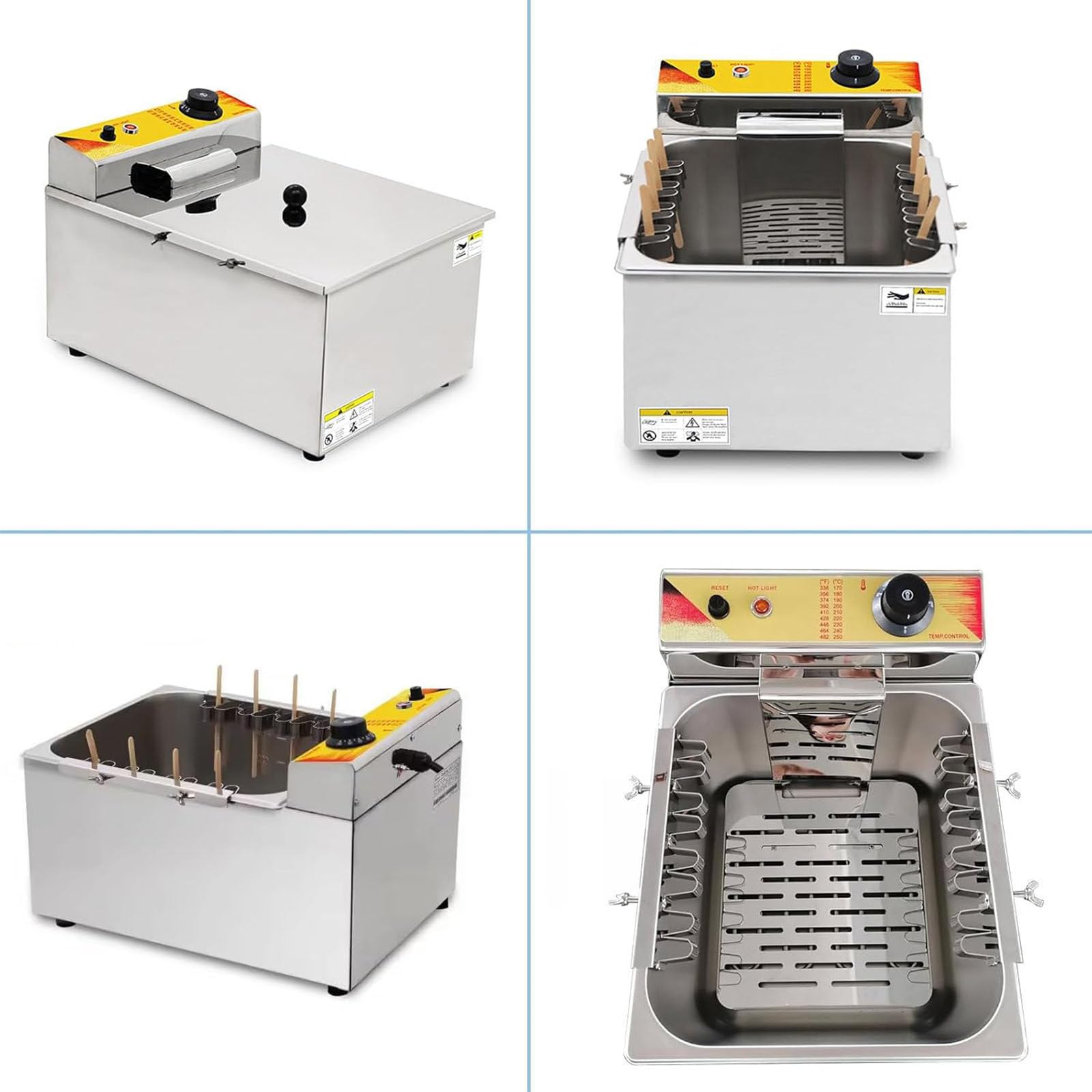 Friggitrice Commerciale,Friggitrice elettrica,Friggitrice Automatica per Bastoncini Hot Dog al Formaggio da 12 Litri,Friggitrice per Corn Dog,Temperatura Regolabile 50-200 ℃,per Ristorante,220V
