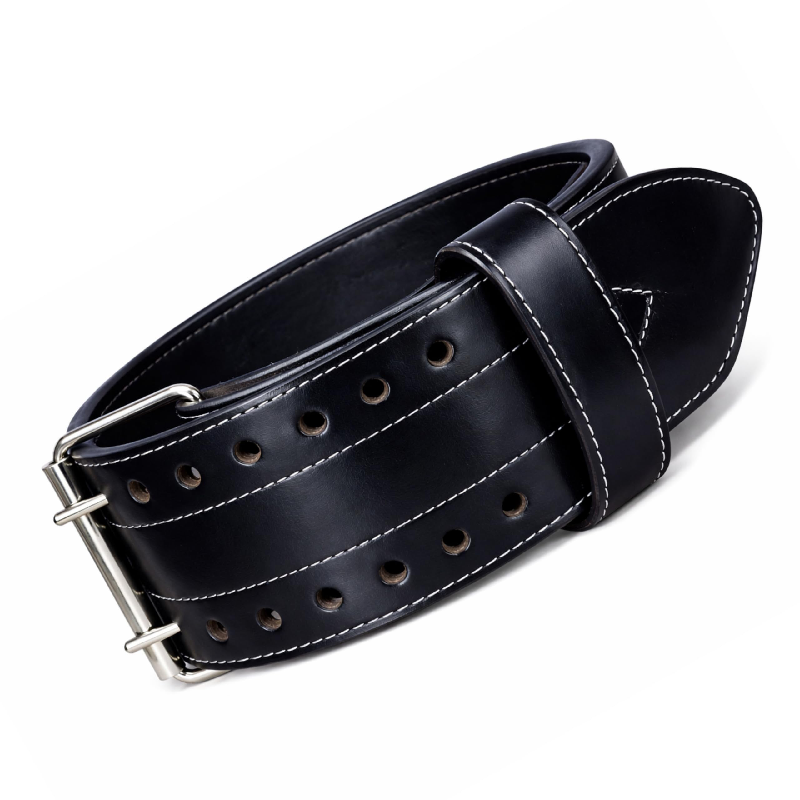 Muscleape Weight Lifting Belt for Men & Women, Black Harness Leather Gym Belt with Suede Back Support, Double Prong Buckle, 6 mm Thick 4 Inch Wide for Weightlifting, Powerlifting, Deadlift & Strength Training. (S)-image-28