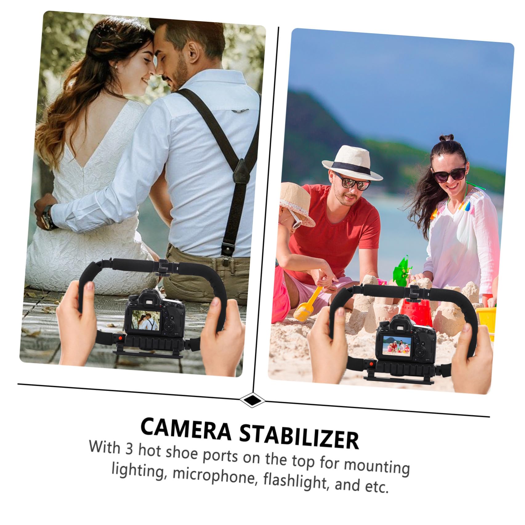 Operitacx Stabilizzatore Video per Fotocamera DSLR Impugnatura in Spugna Antiaffaticamento e Blocco Angolo, Struttura in Metallo e Plastica 3 Porte Hot Shoe per Riprese Stabili