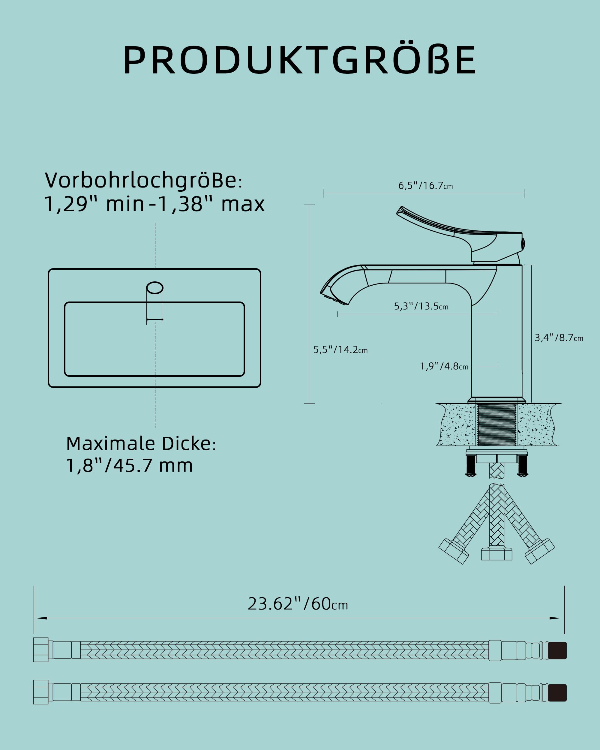 BELZ Wasserhahn Bad Messing, Einhebel Waschtischarmatur Gunmetal
