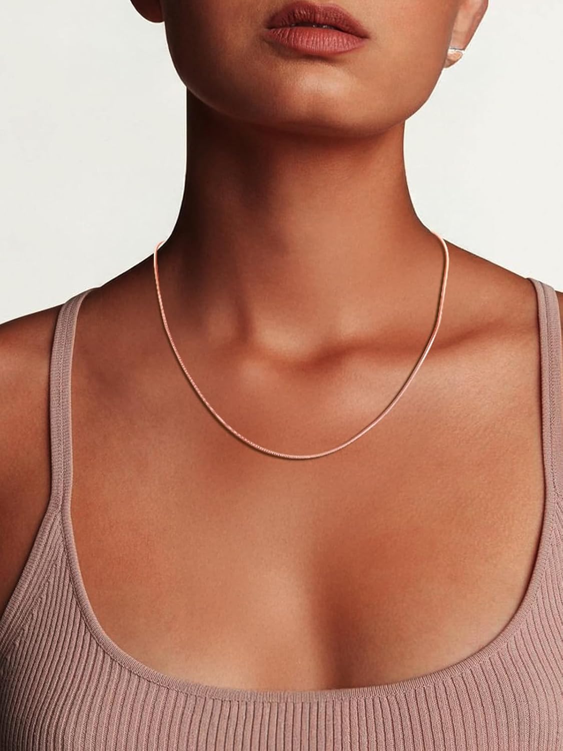FOCALOOK Snake Chain Necklace Silver 14K Gold Plated Delicate 1mm 1.2mm 1.5mm 2mm Chains for Women, Hypoallergenic Minimalist Sturdy Necklaces Chains in 14 16 18 20 22 24 Inch - Image 2