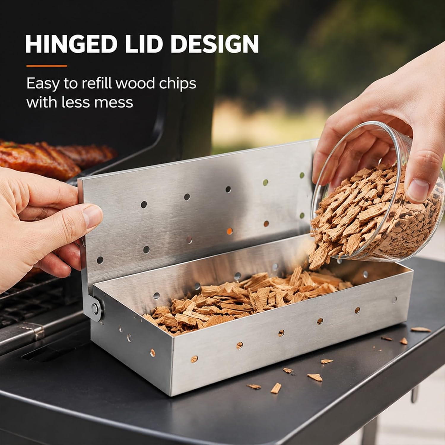 Stainless Steel Smoker Box for Gas Charcoal and Pellet Grills