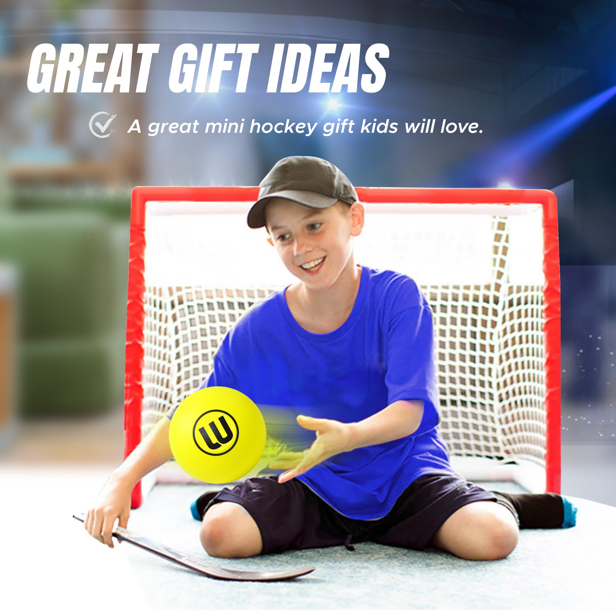 Winnwell Knee Hockey Foam Balls - Indoor Mini Stick Hockey Balls for Kids - Soft Foam 4-Pack with Drawstring Bag - 2" Diameter Ball - Image 5