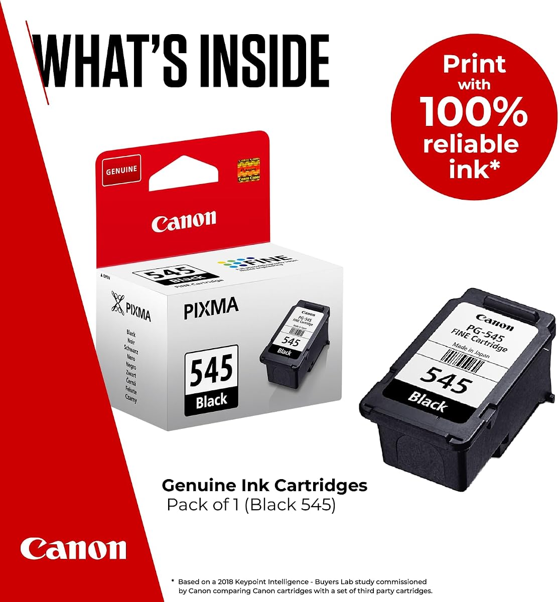 Canon Ink - PG-545 Genuine Black Printer Ink Cartridge - (1 x Cartridge) - Compatible with PIXMA TR, IP, MX, MG & TS