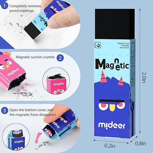 Miniatura 3 de Borradores bonitos de dibujos animados, borrador magnético que absorbe las virutas de borrador, suministros escolares a granel para aulas,