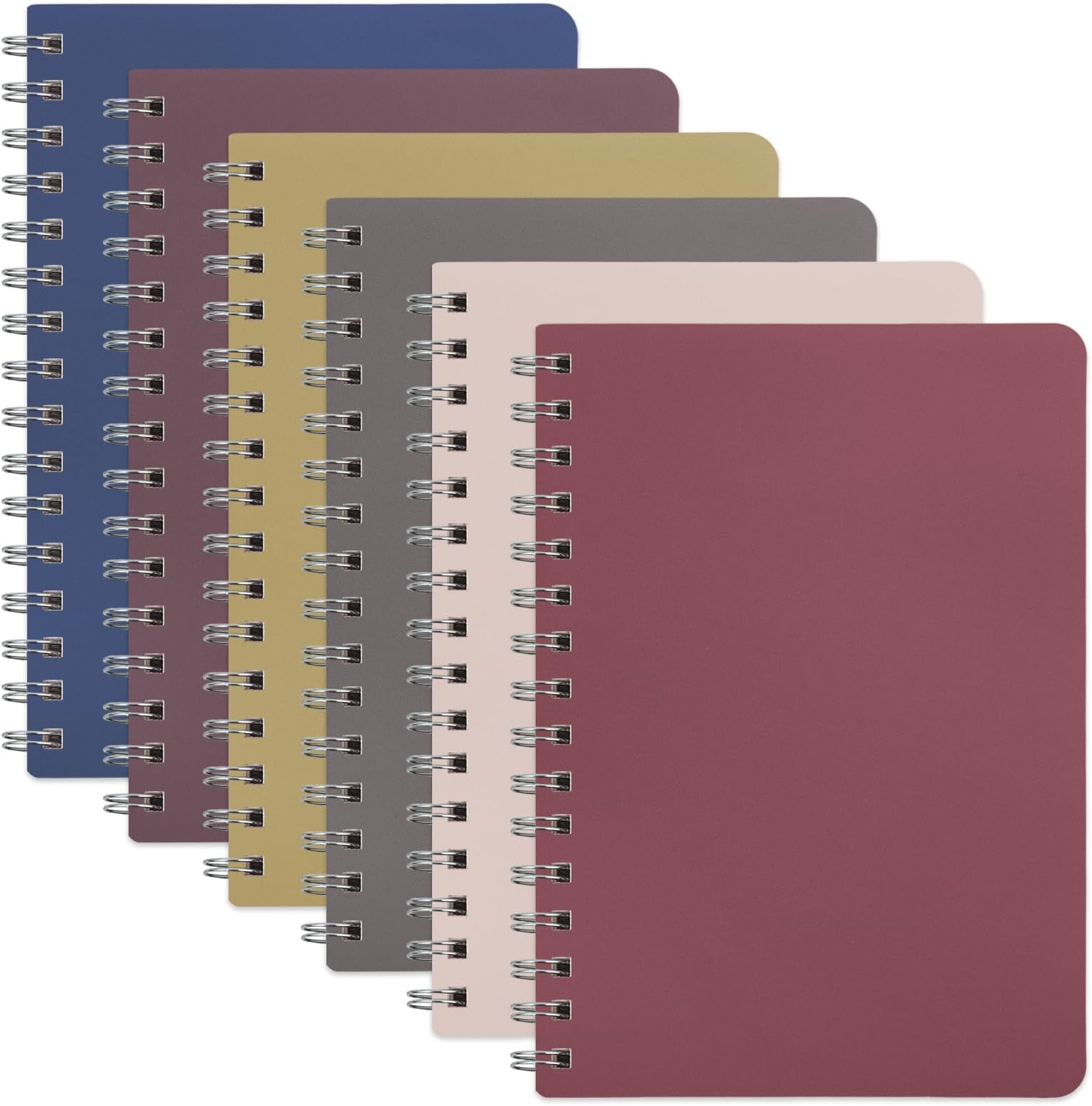 EOOUT 6 Pack Spiral Notebooks 6 x 8.3 Inches 80 Sheets Plastic Waterproof Cover A5 Notebook College Ruled Journals 6 Colors for School Office Business and Gift